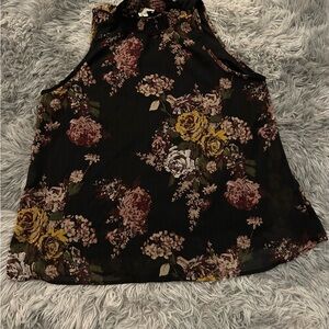 Chenault Black Floral Sleeveless Blouse